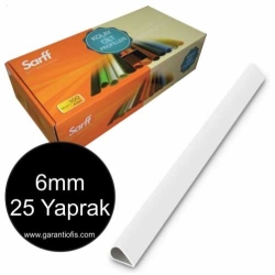 Sarff 6mm Beyaz Oval Sırtlık 25 Yaprak Kapasiteli (100 lü Kutu) 