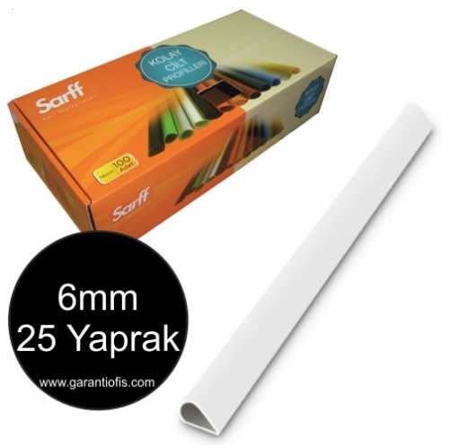 Sarff 6mm Beyaz Oval Sırtlık 25 Yaprak Kapasiteli (100 lü Kutu) - 1