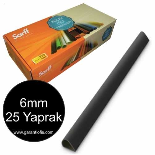 Sarff 6mm Siyah Oval Sırtlık 25 Yaprak Kapasiteli (100 lü Kutu) - 1