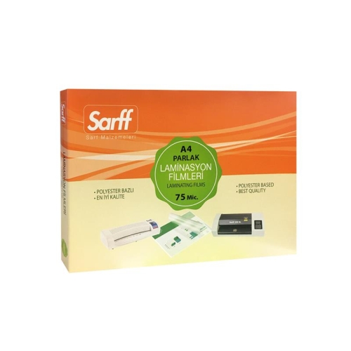 Sarff 75 Mikron Parlak A4 PVC Laminasyon Filmi (100 lü Paket) - 1