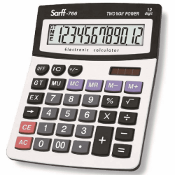 Sarff 766 Hesap Makinesi Pilli-Güneş Enerjili 12 Haneli