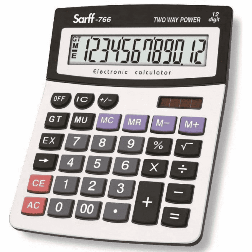 Sarff 766 Hesap Makinesi Pilli-Güneş Enerjili 12 Haneli - 1