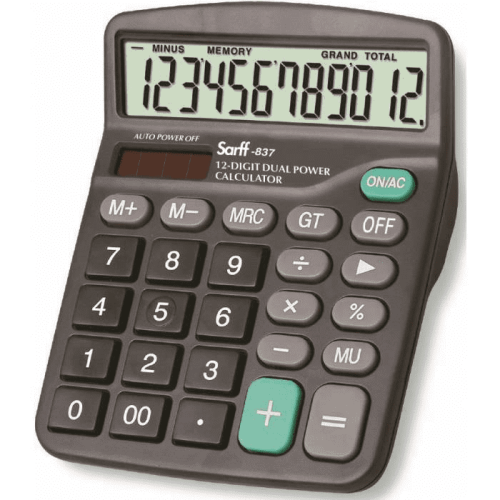 Sarff 837 Güneş Enerjili-Pilli Hesap Makinesi 12 Haneli Güneş Enerjili-Pilli - 1