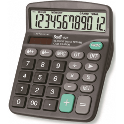 Sarff 837 Güneş Enerjili-Pilli Hesap Makinesi 12 Haneli Güneş Enerjili-Pilli