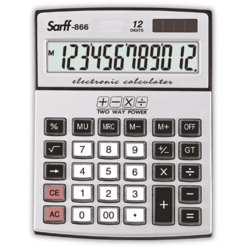Sarff 866 Güneş Enerjili-Pilli Hesap Makinesi 12 Haneli Güneş Enerjili-Pilli - 1