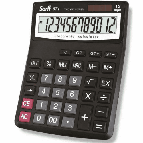 Sarff 871 Pilli-Güneş Enerjili Hesap Makinesi 12 Haneli - 1