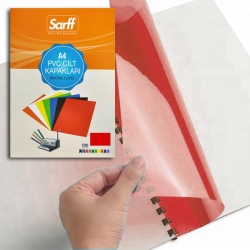 Sarff A4 PVC Şeffaf - Kırmızı Cilt Kapağı (100 lü Paket) - 1