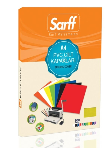 Sarff A4 PVC Şeffaf - Sarı Cilt Kapağı (100 lü Paket) - 2