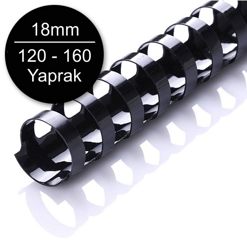 Sarff 18mm Plastik Spiral Siyah 120-160 Yaprak Kapasiteli (100 lü Kutu) - 1