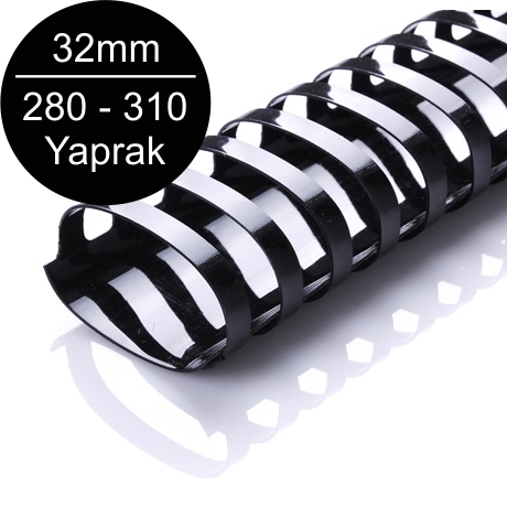 Sarff 25mm Plastik Spiral Siyah 280-310 Yaprak Kapasiteli (50 li Kutu) - 1