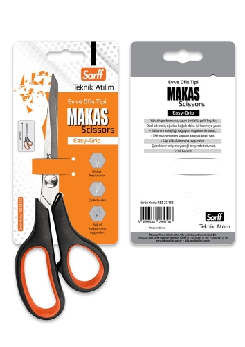 Sarff Easy Grip Kauçuk Plastik Saplı 22cm Ofis Makası - 3