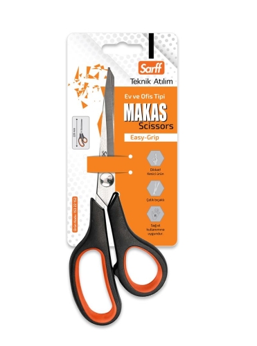 Sarff Easy Grip Kauçuk Plastik Saplı 22cm Ofis Makası - 2