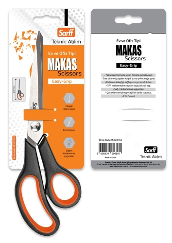 Sarff Easy Grip Kauçuk Plastik Saplı 24cm Ofis Makası - 3