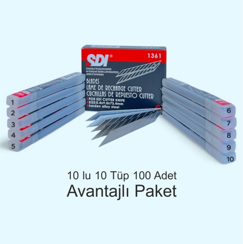 SDI 1361 Maket Bıçağı Yedeği Dar 30 derece Eğimli 10'lu 10 Tüp - 1
