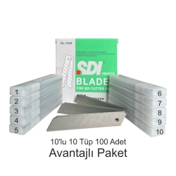 SDI 18mm Geniş Maket Bıçağı Yedek Ucu 1404 (10 Tüp - 100 Adet) - 1