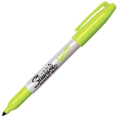 Sharpie 1881 Fine Neon Fosforlu Yeşil Renkli Permanent Kalem - 1
