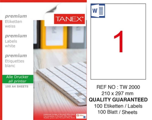 Tanex TW-2000 Laser Etiketi (210 x 297 mm) - 1