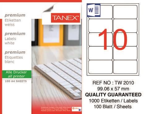 Tanex TW-2010 Laser Etiketi (99,06 x 57 mm)