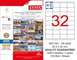 Tanex TW-2032 Laser Etiketi (52,5 x 35 mm)