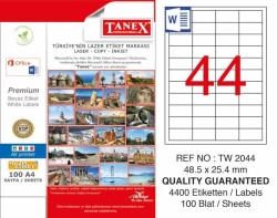 Tanex TW-2044 Laser Etiketi (48,5 x 25,4 mm)