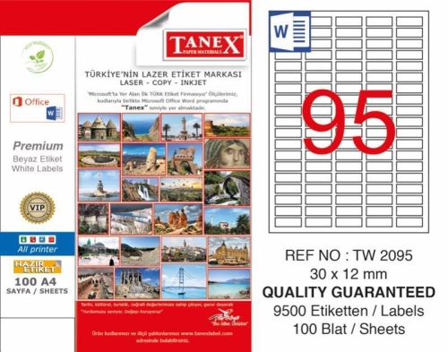 Tanex TW-2095 Laser Etiketi (30 x 12 mm) - 1