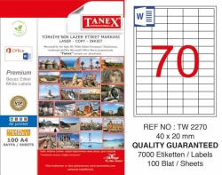 Tanex TW-2270 Laser Etiketi (40 x 20 mm)