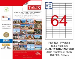 Tanex TW-2564 Laser Etiketi (48,5 x 16,9 mm)