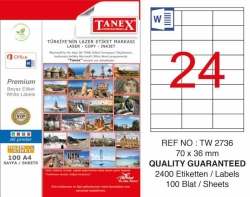 Tanex TW-2736 Laser Etiketi (70 x 36 mm)