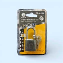 Tudor TD-GL25 25 MM Gri Uzun Asma Kilit 2 Anahtarlı
