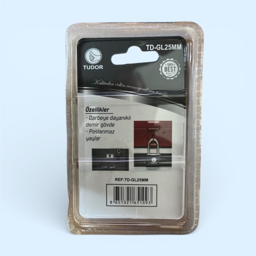 Tudor TD-GL25 25 MM Gri Uzun Asma Kilit 2 Anahtarlı - 2