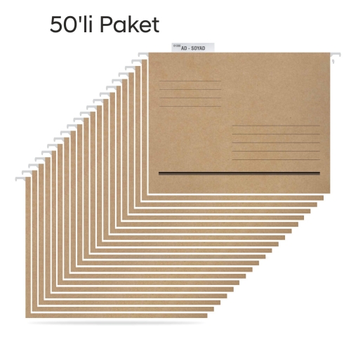 Tuna Askılı Dosya Metal Çubuklu Telli Tek Sayfa ASD2001 50 LI PAKET - 1