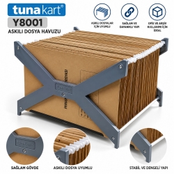 Tuna Kart Y8001 Askılı Dosya Havuzu Demir çubuk Sert Plastik Gövdeli - 1