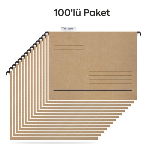 Tunakart ASD2003 Plastik Çubuklu Askılı Telli Dosya 100 lü Paket - 1
