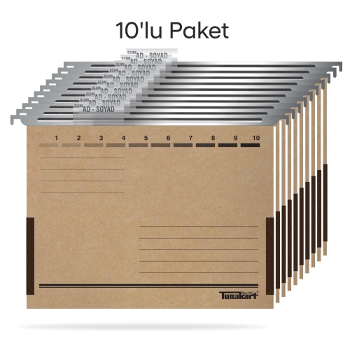 Tunakart ASD2005 Metal Askılı yan bezli körüklü dosya 10 lu Paket - 1