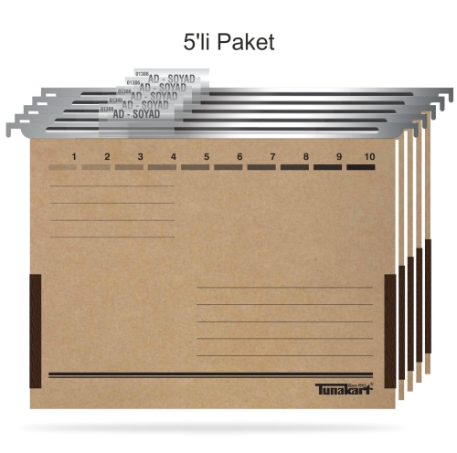 Tunakart ASD2005 Metal Askılı yan bezli körüklü dosya 5 li Paket - 1
