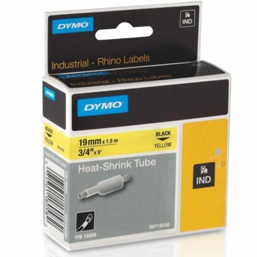 DYMO Rhino Pro Isıyla Küçülen Şerit 19mm x 1,5m Sarı/Siyah (18058) - 1