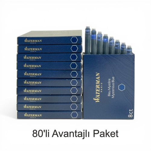 Waterman dolma kalem kartuşu Mürekkebi Mavi - Siyah 80 li Paket  - 1