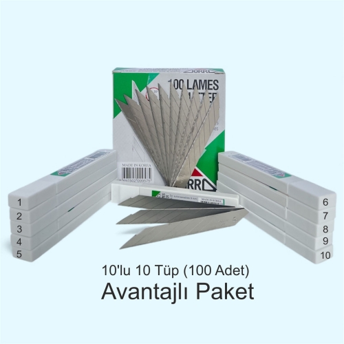 Zorro 1403 6 Kırımlı 9mm 30° Açılı Paslanmaz Dar Maket Bıçağı - 1