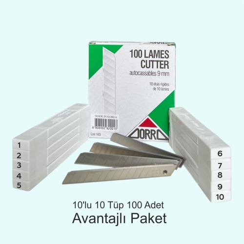 ZORRO 1403 Dar Maket Bıçağı Yedeği 9mm ( 100 Adet ) - 1