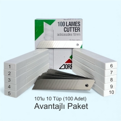 ZORRO 1404 Geniş Maket Bıçağı Yedeği 18mm 14 Kırımlı 100 Adet 