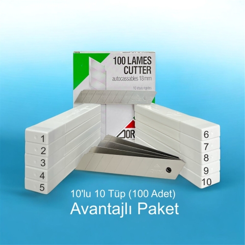 ZORRO 1404 Geniş Maket Bıçağı Yedeği 18mm 7 Kırımlı 100 Adet - 1